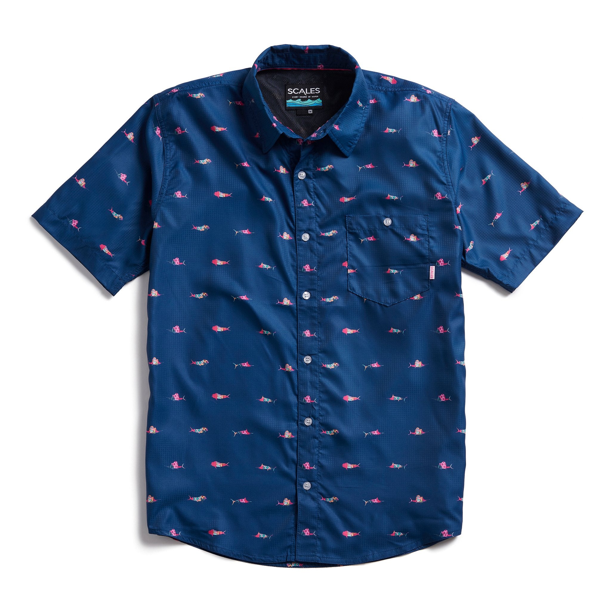 Scales Trippy Fish Button Down in Navy Size 2XL