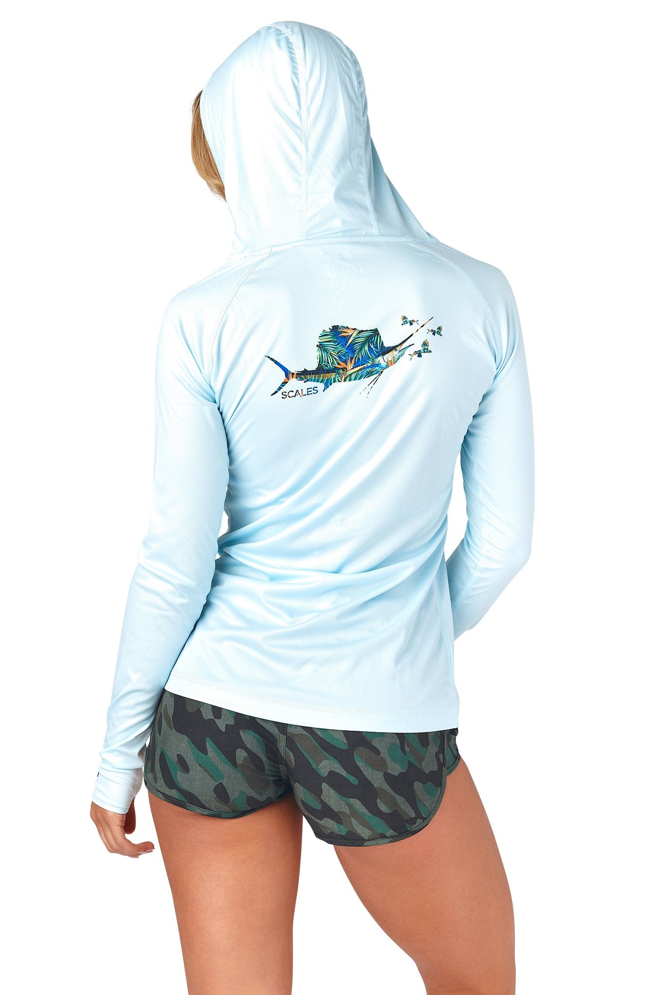 Scales Women's Fly Sail Pro Performance Hooded Shirt Blue Size - Large